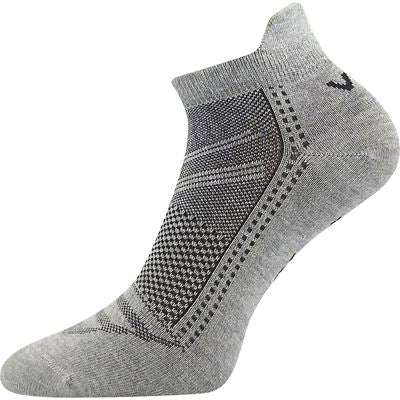 Gray ankle sock with textured pattern on a white background